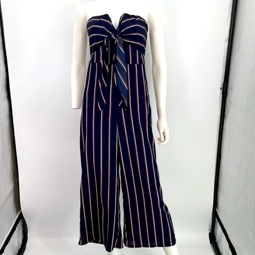 UEC Guess navy blue strapless wide leg jumpsuit size XS